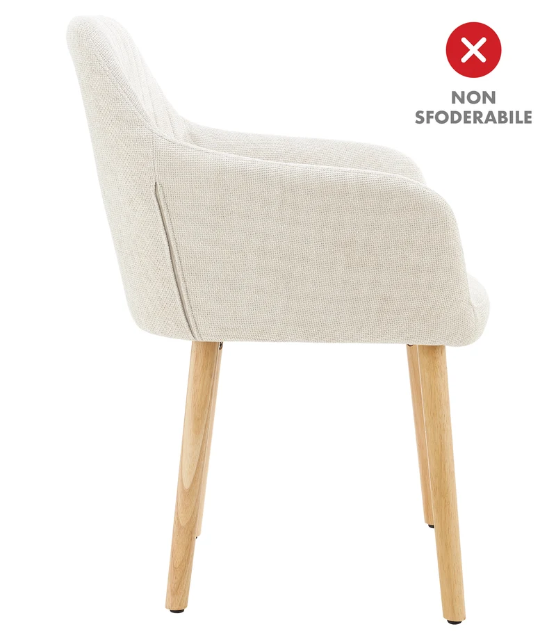 Poltroncina Stile Scandinavo in Tessuto con Gambe in Legno Il Gruppone
