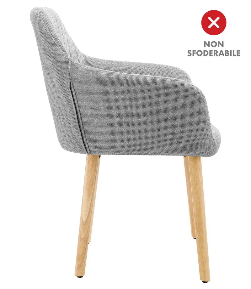 Poltroncina Stile Scandinavo in Tessuto con Gambe in Legno Il Gruppone