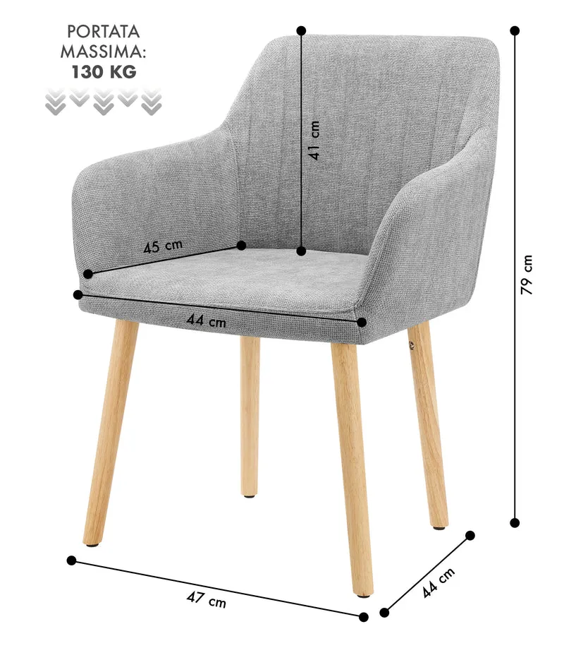 Poltroncina Stile Scandinavo in Tessuto con Gambe in Legno Il Gruppone