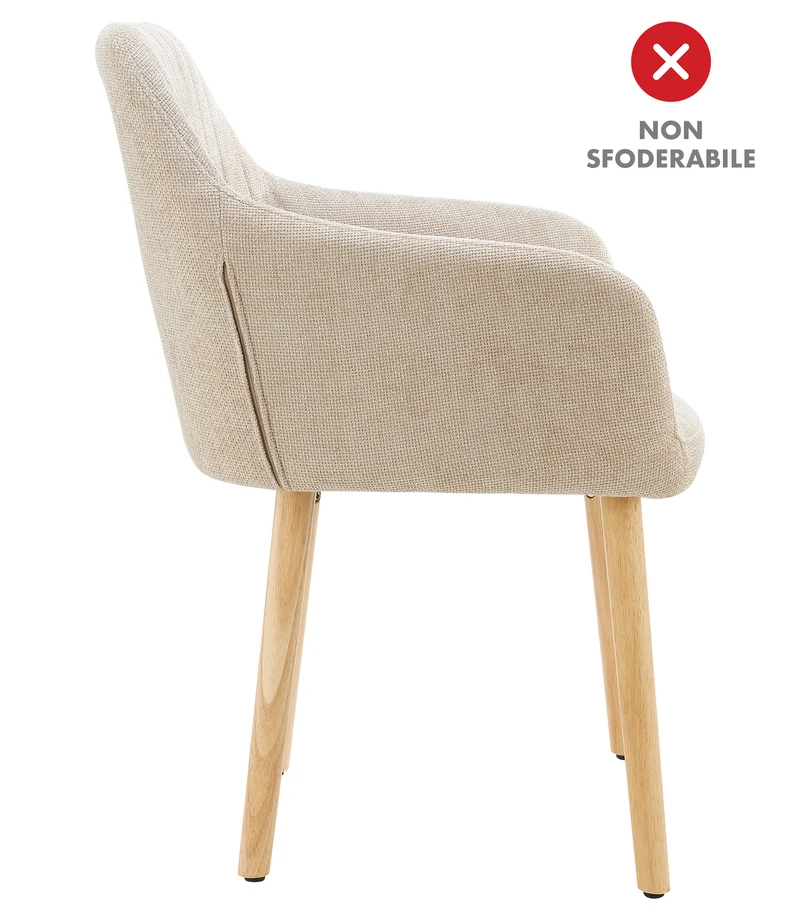 Poltroncina Stile Scandinavo in Tessuto con Gambe in Legno Il Gruppone