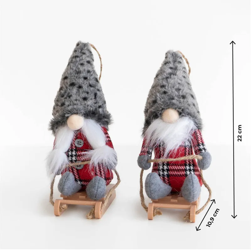 Set 4 Gnomi Natalizi 22 cm con Sci e Slitta Decorazioni Natale in Feltro Il Gruppone