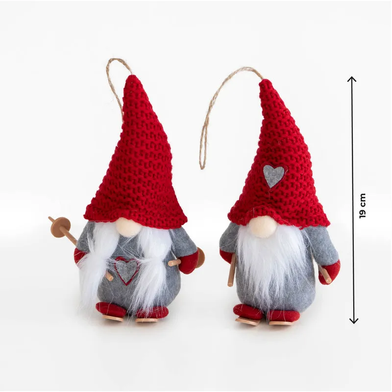 Set 4 Gnomi Natalizi 22 cm con Sci e Slitta Decorazioni Natale in Feltro Il Gruppone