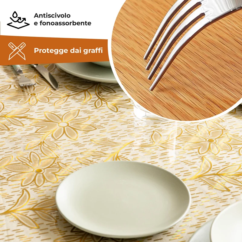 Copritavolo in PVC Trasparente con Disegno Fiori Il Gruppone
