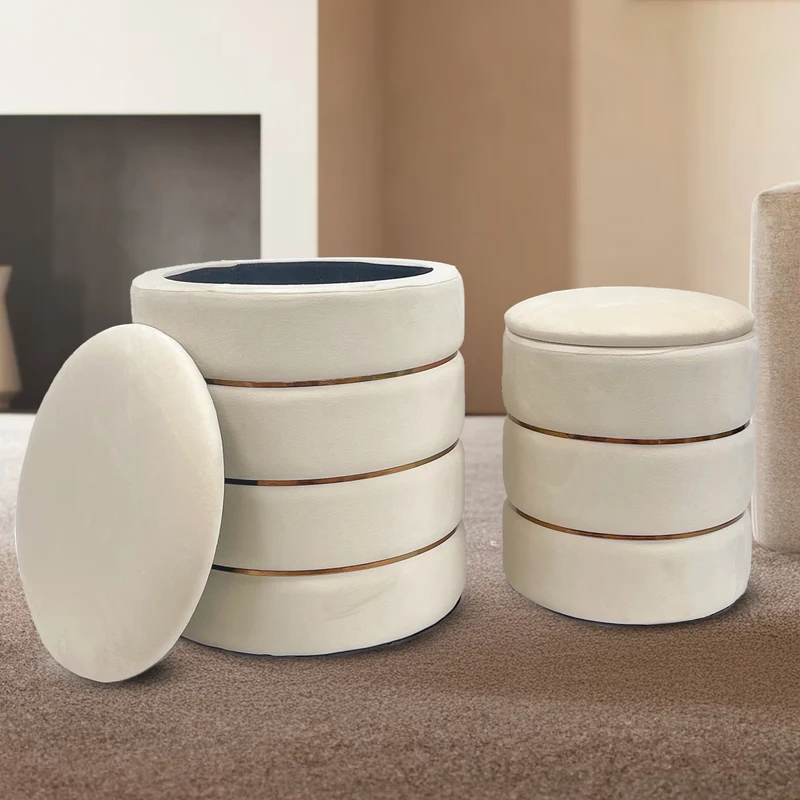 Coppia Pouf Poggiapiedi in Velluto 4 Colori Il Gruppone