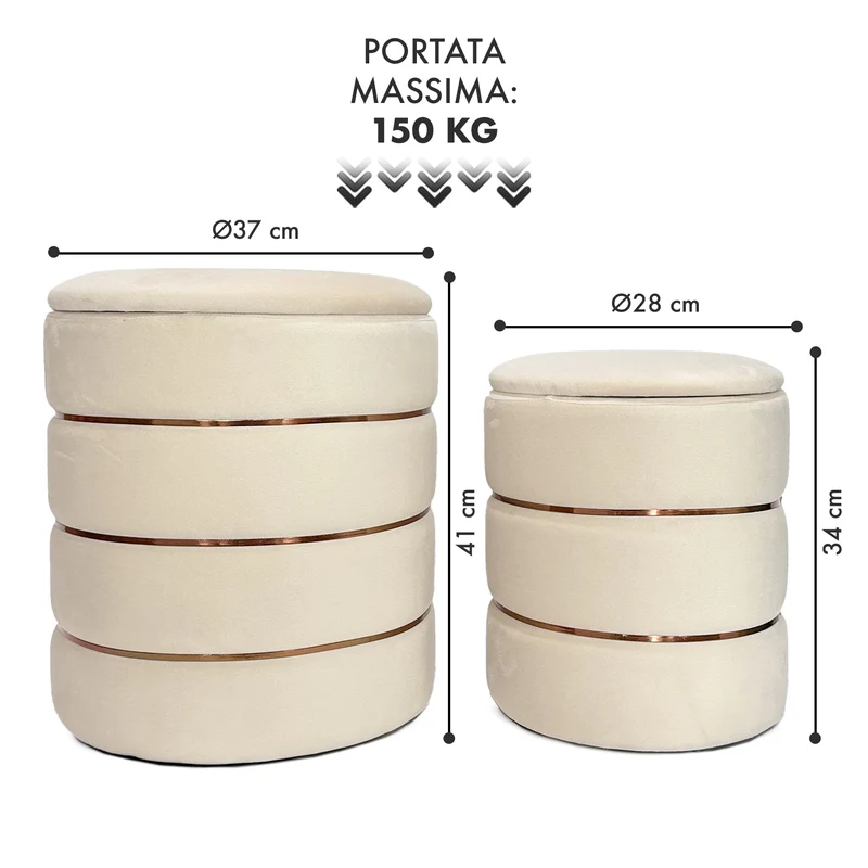 Coppia Pouf Poggiapiedi in Velluto 4 Colori Il Gruppone