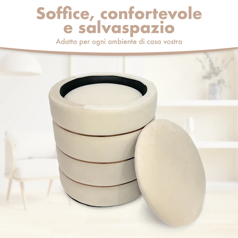 Coppia Pouf Poggiapiedi in Velluto 4 Colori Il Gruppone