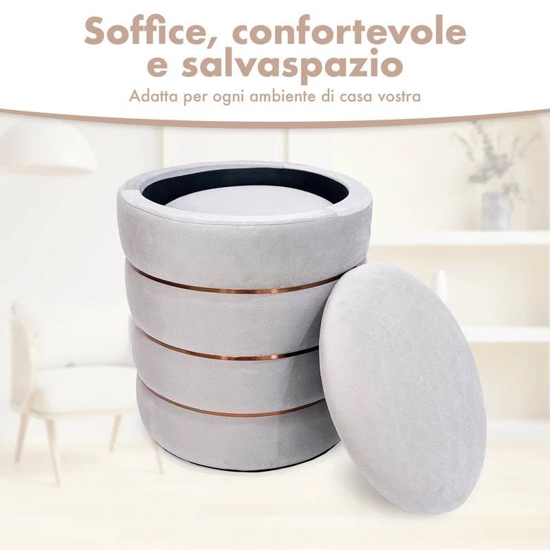 Coppia Pouf Poggiapiedi in Velluto 4 Colori Il Gruppone