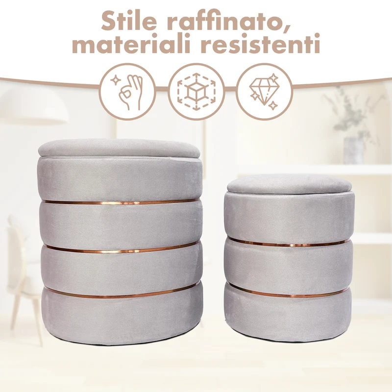 Coppia Pouf Poggiapiedi in Velluto 4 Colori Il Gruppone