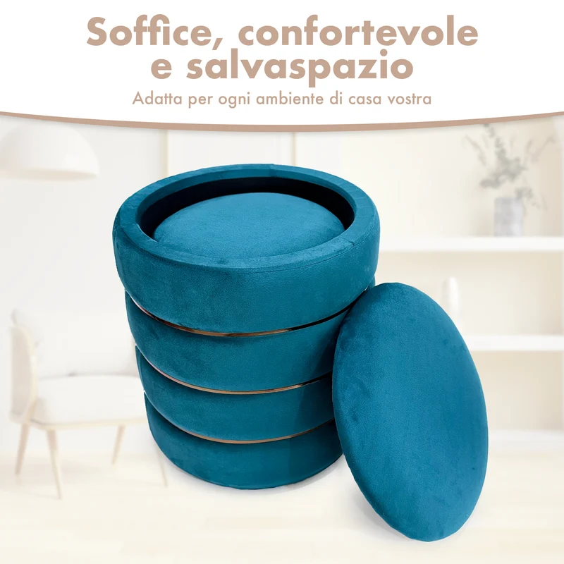 Coppia Pouf Poggiapiedi in Velluto 4 Colori Il Gruppone