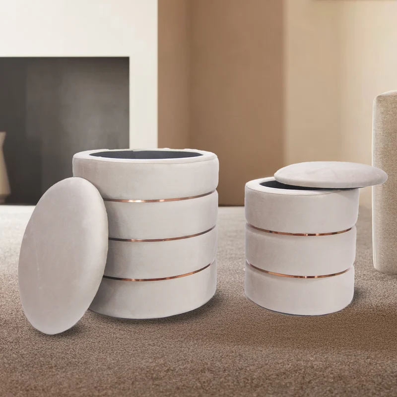 Coppia Pouf Poggiapiedi in Velluto 4 Colori Il Gruppone
