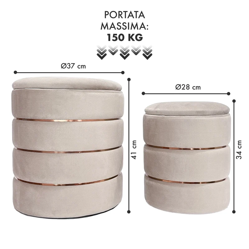 Coppia Pouf Poggiapiedi in Velluto 4 Colori Il Gruppone