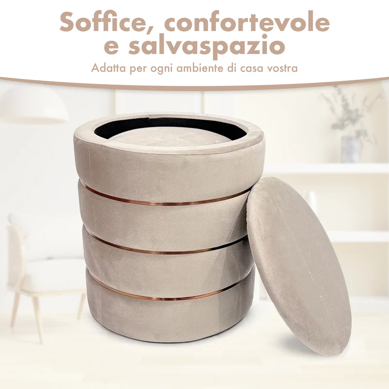 Coppia Pouf Poggiapiedi in Velluto 4 Colori Il Gruppone