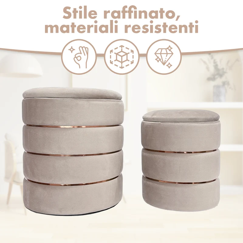 Coppia Pouf Poggiapiedi in Velluto 4 Colori Il Gruppone