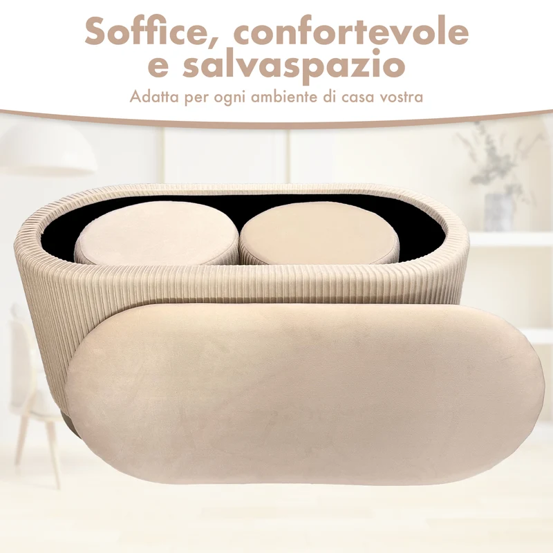 Set 3 Pouf Velluto Design Moderno Salvaspazio Il Gruppone