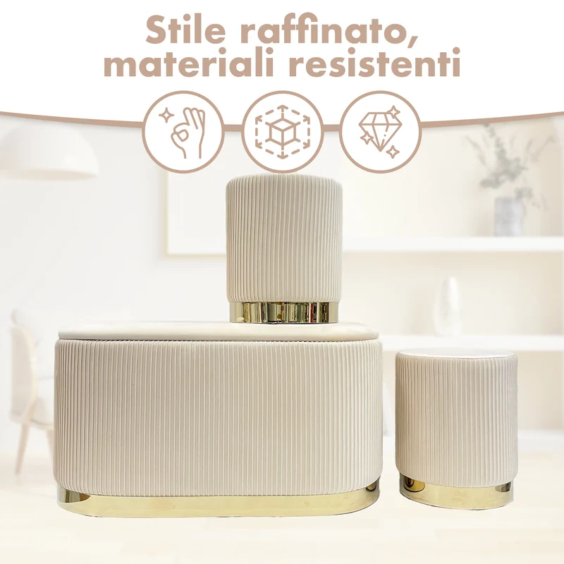 Set 3 Pouf Velluto Design Moderno Salvaspazio Il Gruppone