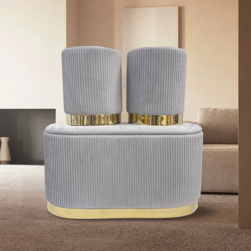 Set 3 Pouf Velluto Design Moderno Salvaspazio Il Gruppone