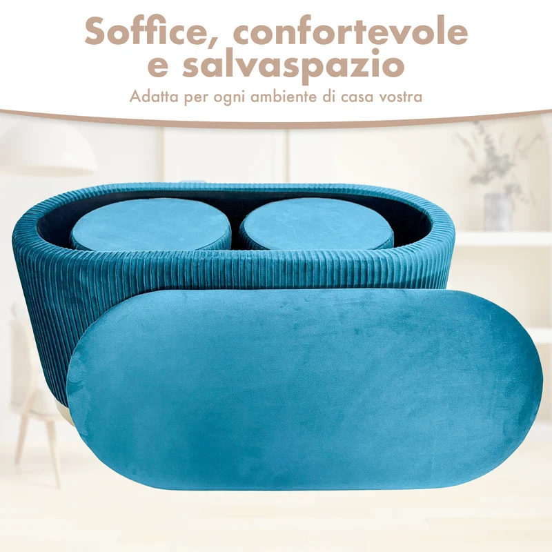 Set 3 Pouf Velluto Design Moderno Salvaspazio Il Gruppone
