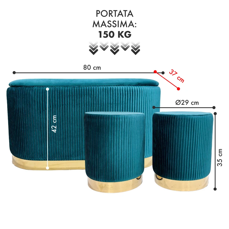 Set 3 Pouf Velluto Design Moderno Salvaspazio Il Gruppone