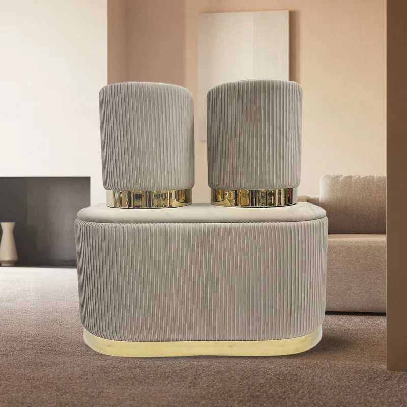Set 3 Pouf Velluto Design Moderno Salvaspazio Il Gruppone