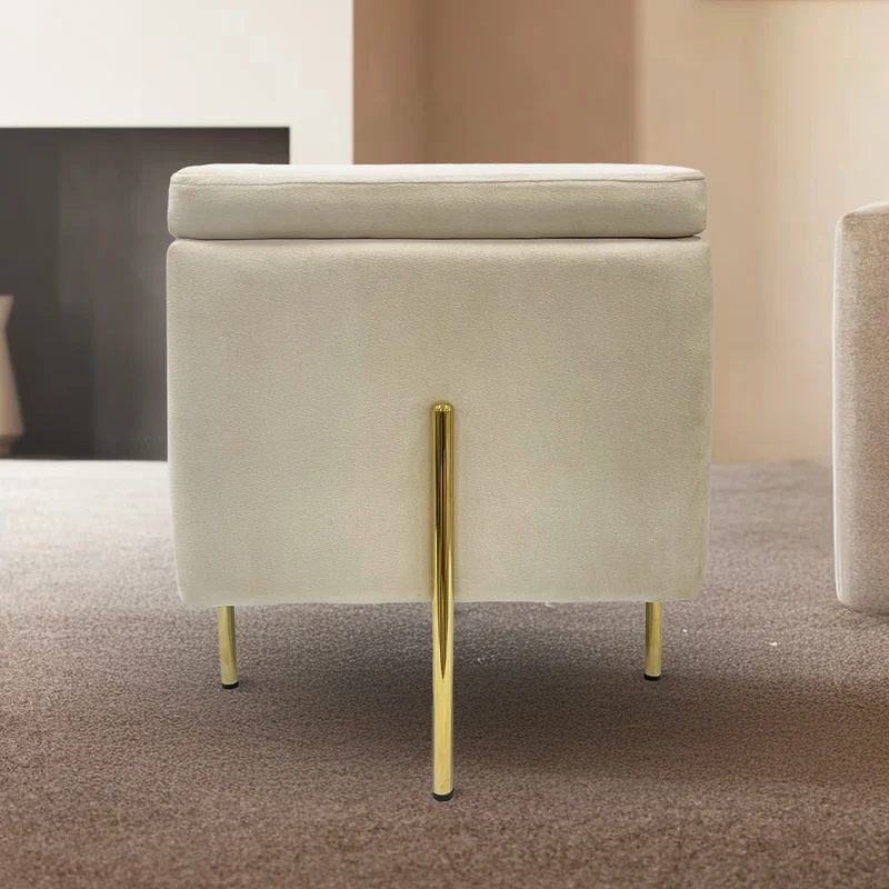 Pouf Contenitore in Velluto con Gambe Oro Il Gruppone