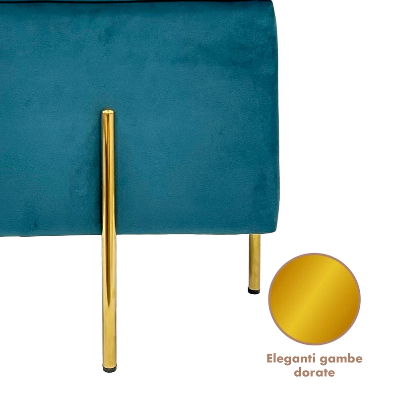 Pouf Contenitore in Velluto con Gambe Oro Il Gruppone