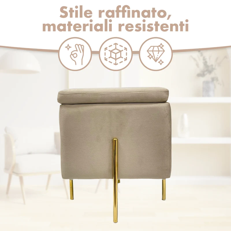 Pouf Contenitore in Velluto con Gambe Oro Il Gruppone