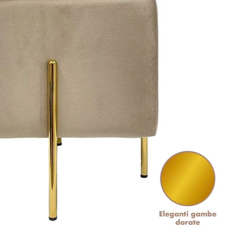Pouf Contenitore in Velluto con Gambe Oro Il Gruppone