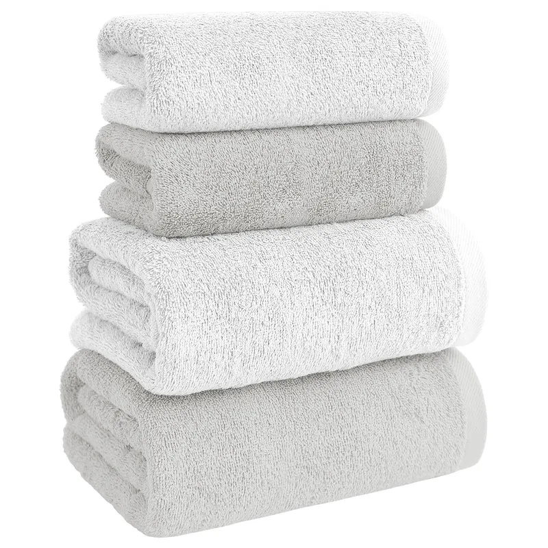 Set Asciugamani Bagno 4 Pezzi in Spugna di Cotone 500 g Certificati Oeko-Tex Bicolore Il Gruppone