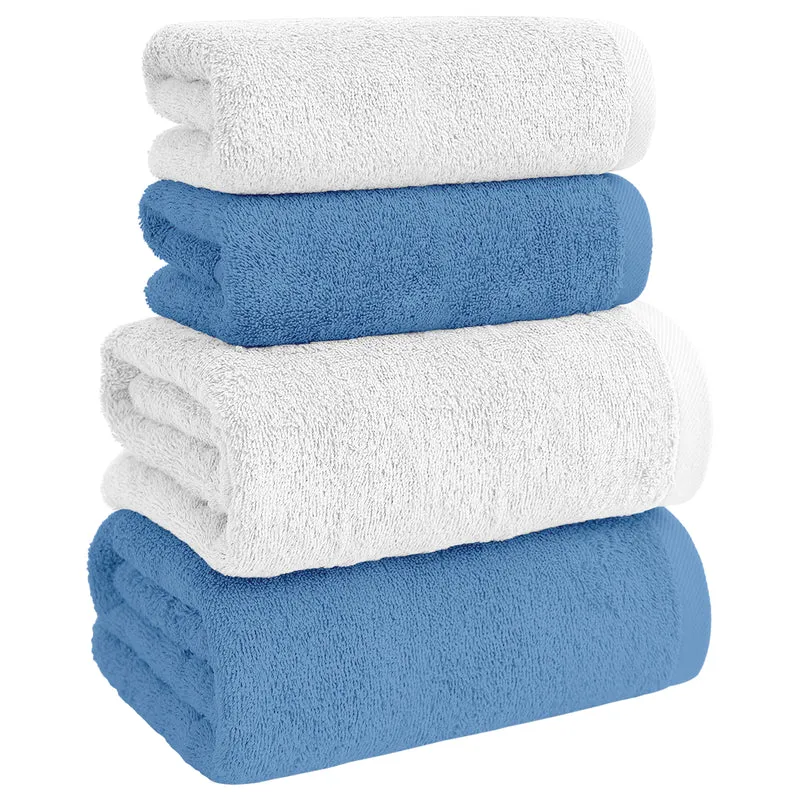 Set Asciugamani Bagno 4 Pezzi in Spugna di Cotone 500 g Certificati Oeko-Tex Bicolore Il Gruppone
