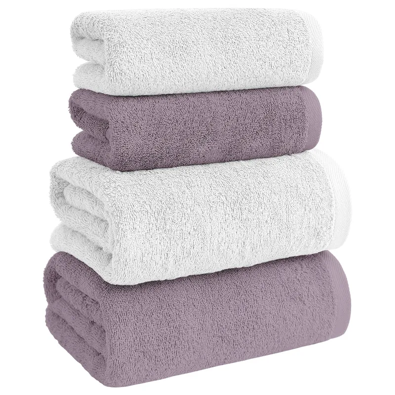Set Asciugamani Bagno 4 Pezzi in Spugna di Cotone 500 g Certificati Oeko-Tex Bicolore Il Gruppone