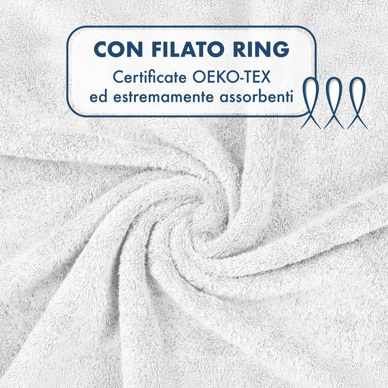 Set Asciugamani Bagno 4 Pezzi in Spugna di Cotone 500 g Certificati Oeko-Tex Bicolore Il Gruppone