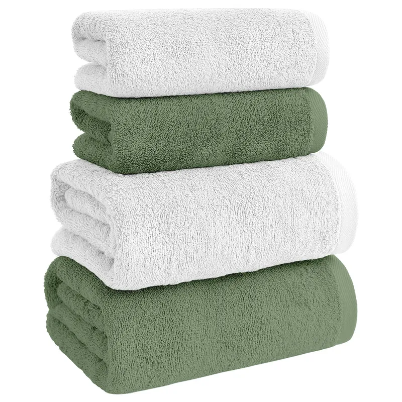 Set Asciugamani Bagno 4 Pezzi in Spugna di Cotone 500 g Certificati Oeko-Tex Bicolore Il Gruppone