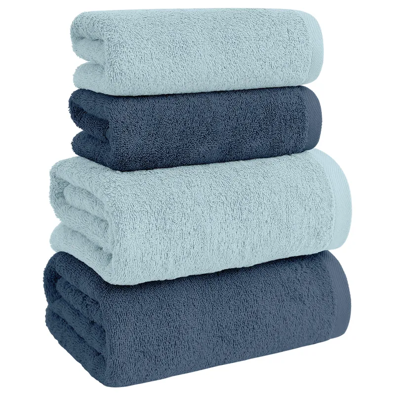 Set Asciugamani Bagno 4 Pezzi in Spugna di Cotone 500 g Certificati Oeko-Tex Bicolore Il Gruppone