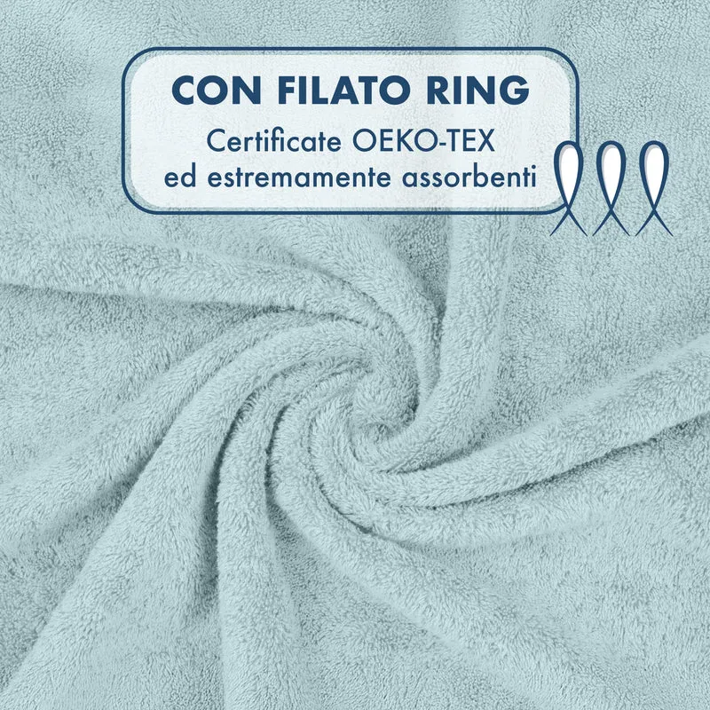 Set Asciugamani Bagno 4 Pezzi in Spugna di Cotone 500 g Certificati Oeko-Tex Bicolore Il Gruppone