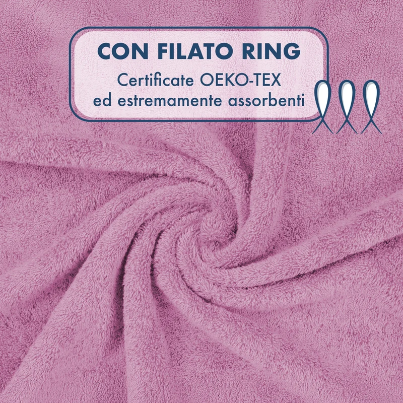 Set Asciugamani Bagno 4 Pezzi in Spugna di Cotone 500 g Certificati Oeko-Tex Bicolore Il Gruppone