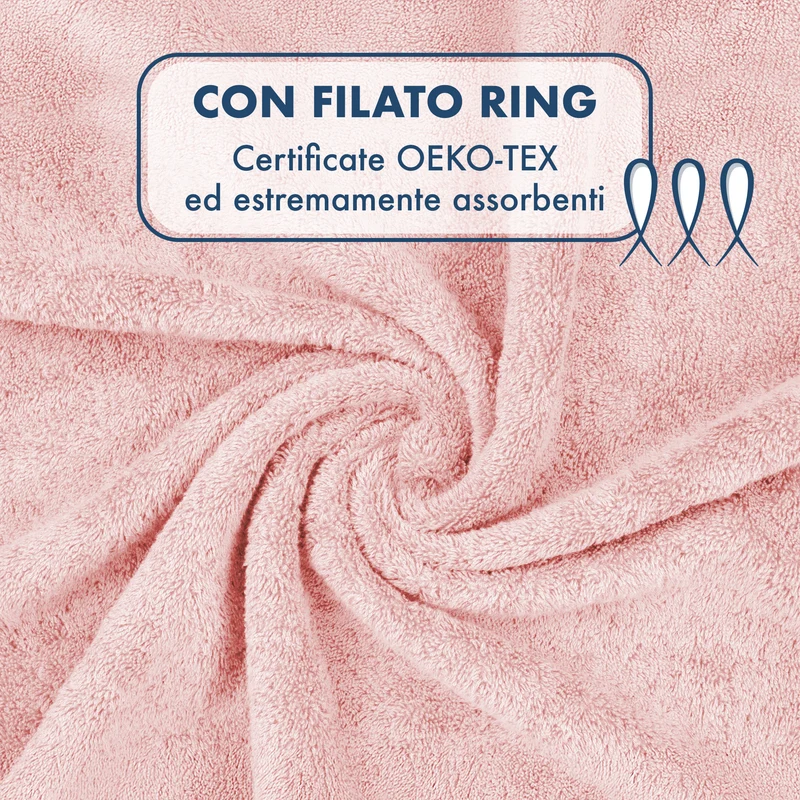 Set Asciugamani Bagno 4 Pezzi in Spugna di Cotone 500 g Certificati Oeko-Tex Bicolore Il Gruppone