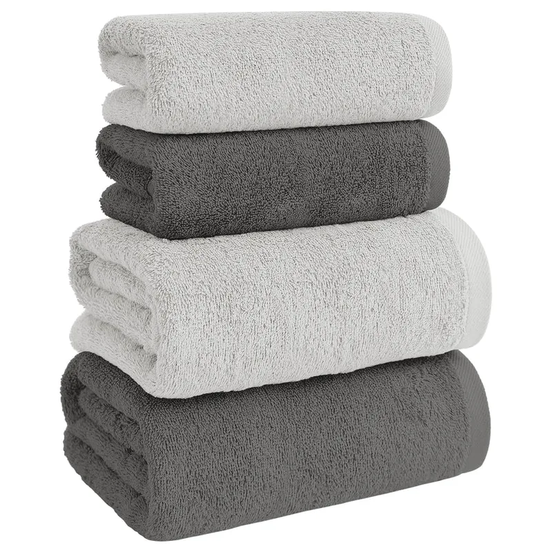 Set Asciugamani Bagno 4 Pezzi in Spugna di Cotone 500 g Certificati Oeko-Tex Bicolore Il Gruppone