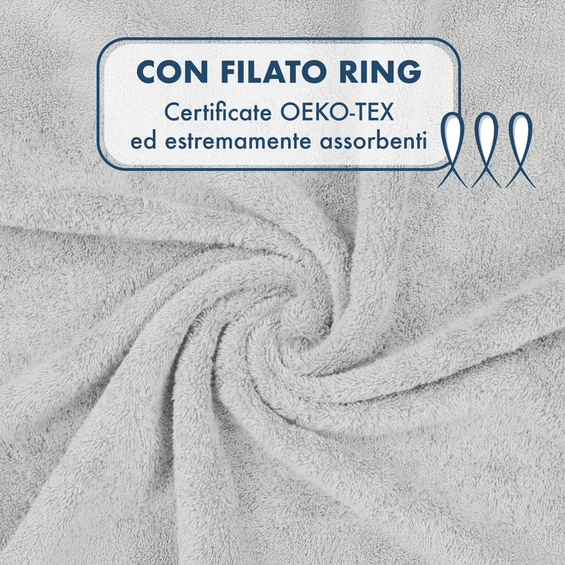 Set Asciugamani Bagno 4 Pezzi in Spugna di Cotone 500 g Certificati Oeko-Tex Bicolore Il Gruppone