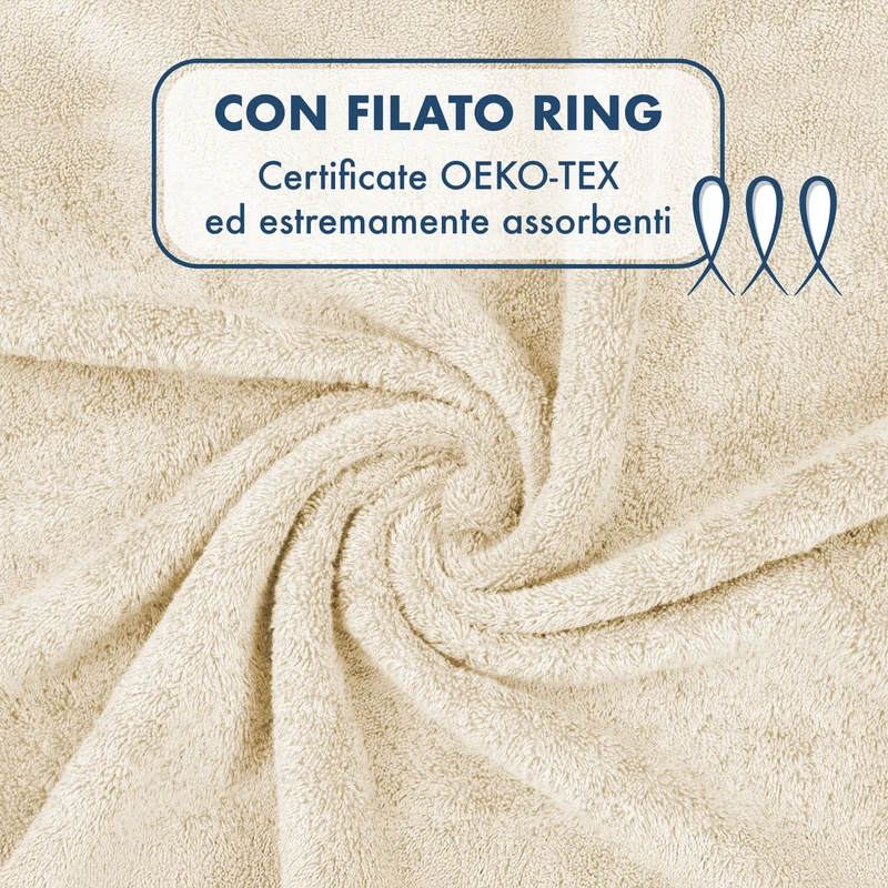 Set Asciugamani Bagno 4 Pezzi in Spugna di Cotone 500 g Certificati Oeko-Tex Bicolore Il Gruppone