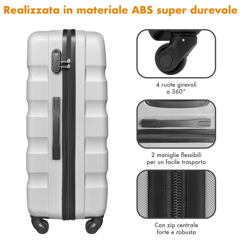 Set Di 3 Valigie Rigide ABS Valigia Da Viaggio Con Chiusura Lucchetto Il Gruppone