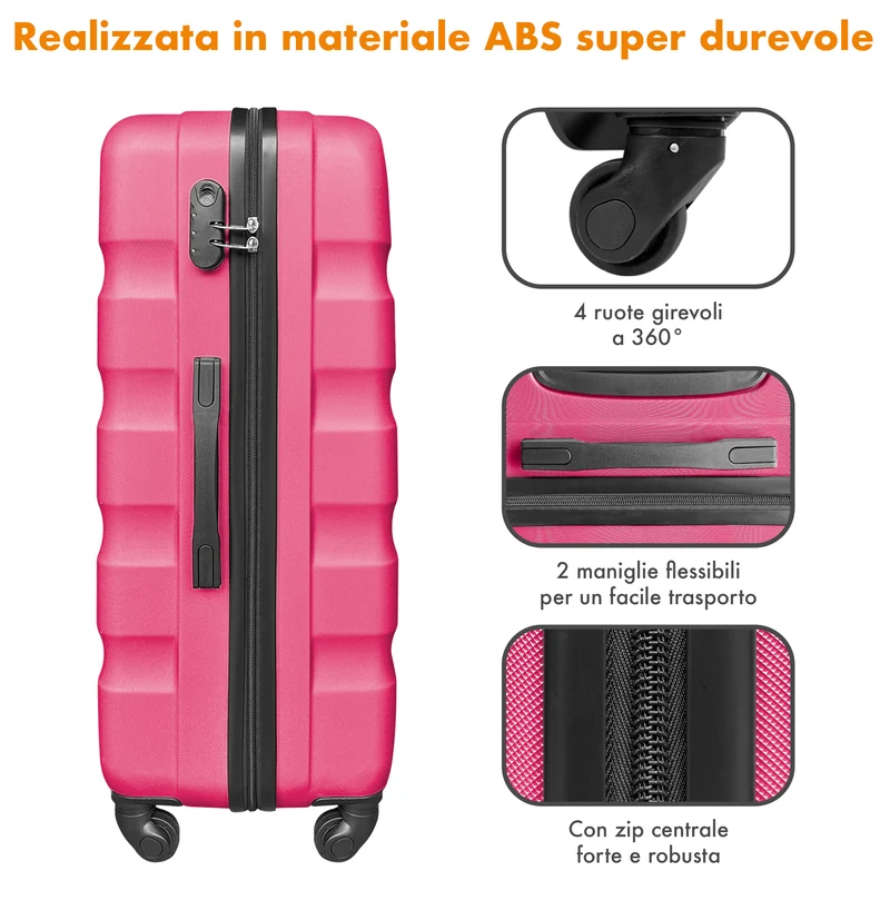 Set Di 3 Valigie Rigide ABS Valigia Da Viaggio Con Chiusura Lucchetto Il Gruppone