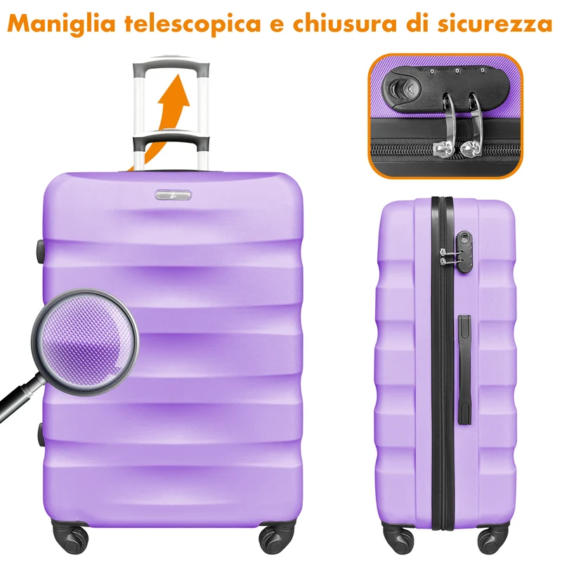 Set Di 3 Valigie Rigide ABS Valigia Da Viaggio Con Chiusura Lucchetto Il Gruppone