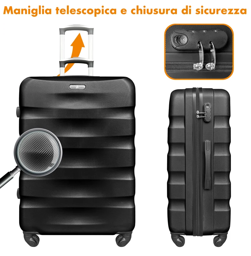 Set Di 3 Valigie Rigide ABS Valigia Da Viaggio Con Chiusura Lucchetto Il Gruppone