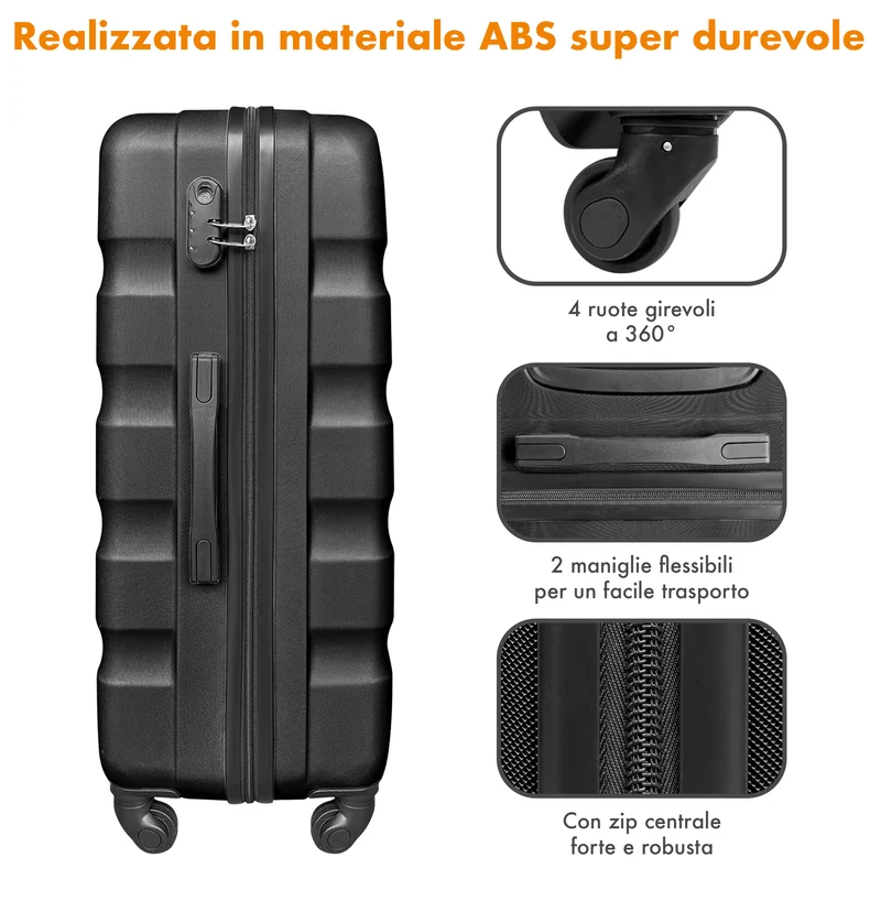 Set Di 3 Valigie Rigide ABS Valigia Da Viaggio Con Chiusura Lucchetto Il Gruppone