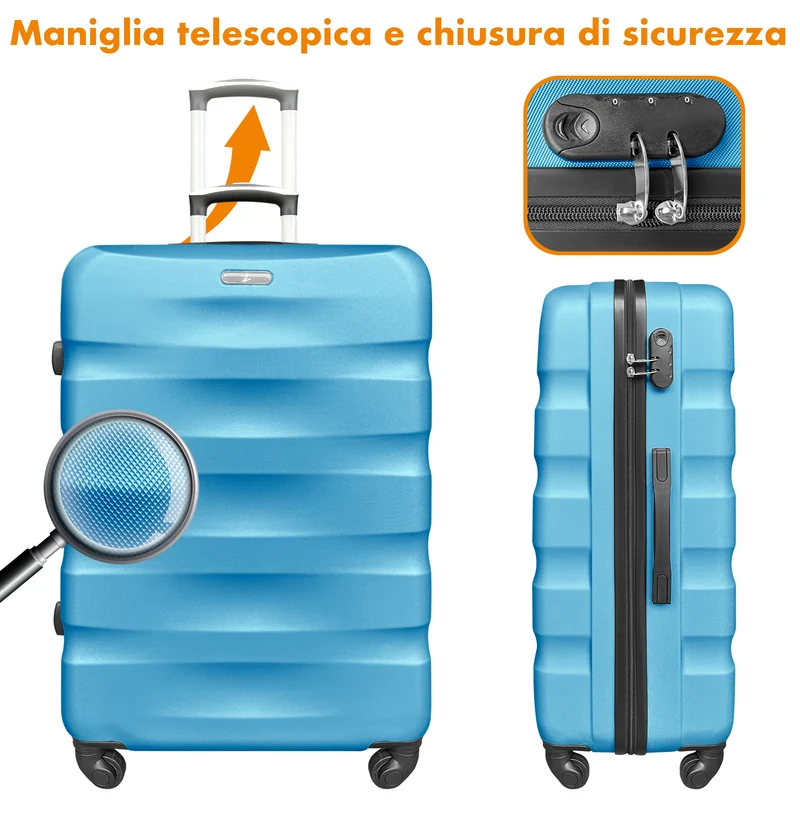 Set Di 3 Valigie Rigide ABS Valigia Da Viaggio Con Chiusura Lucchetto Il Gruppone