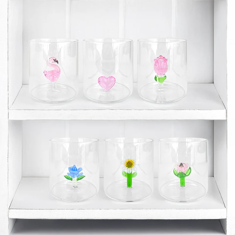 Set 6 Bicchieri 3D in Vetro Borosilicato 36 cl con Figura Interna Il Gruppone