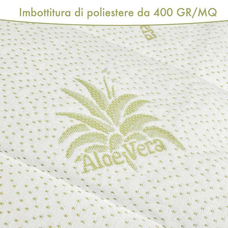Topper Aloe Vera 400 g ad Alta Densità con Elastici Lavabile Certificato Oeko-Tex Il Gruppone
