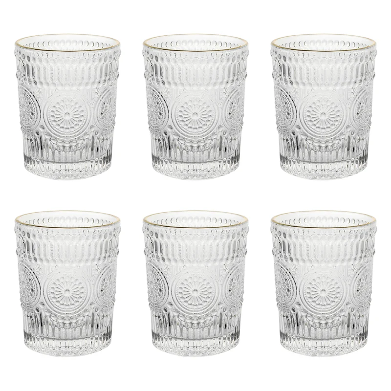Set 6 Bicchieri da Whisky 31 cl in Vetro Lavorato Design Moderno Il Gruppone