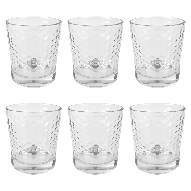 Set 6 Bicchieri Acqua 29 cl in Vetro Lavorato Design Moderno Il Gruppone