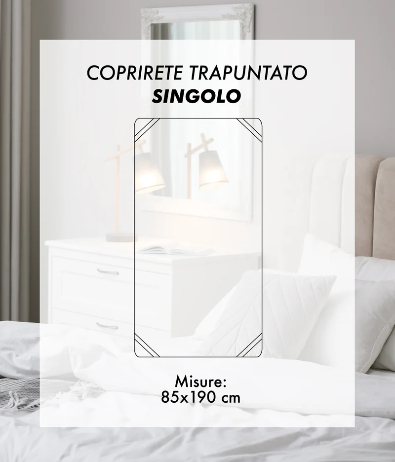 Coprirete Trapuntato Imbottito 190 g con Laccetti Traspirante Antiacaro Il Gruppone